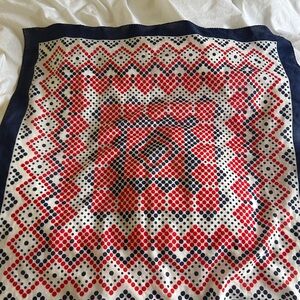 Red and Blue Geometric Pattern silk Scarf